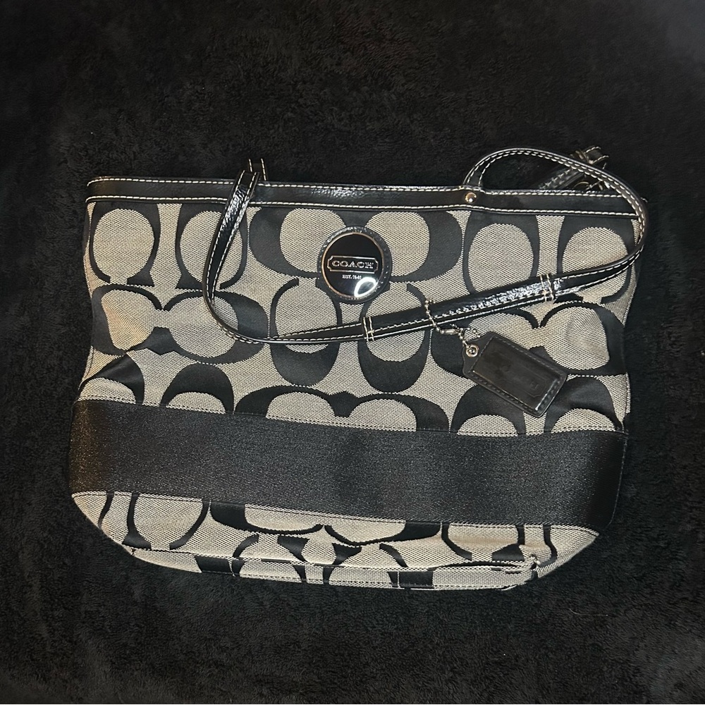 Coach Signature Black and Gray Tote Bag